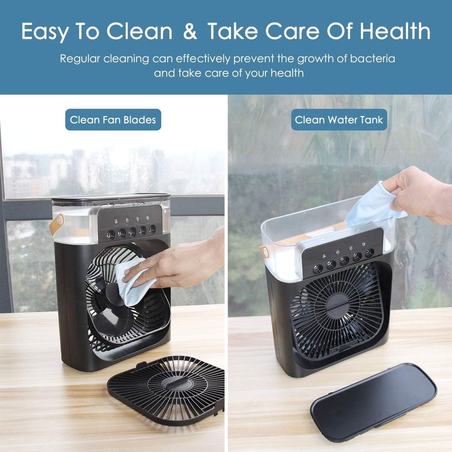 Portable Air Conditioner Fan, Humidifier, USB Electric Fan, Water Mist, 3 in 1 air Cooler, for Room Office Home