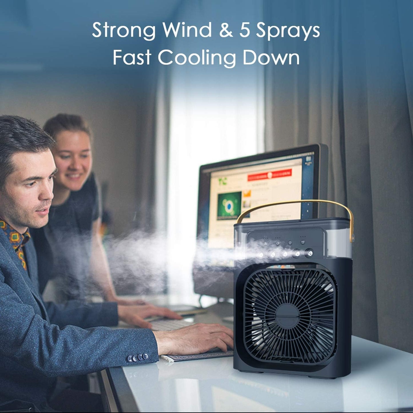 Portable Air Conditioner Fan, Humidifier, USB Electric Fan, Water Mist, 3 in 1 air Cooler, for Room Office Home