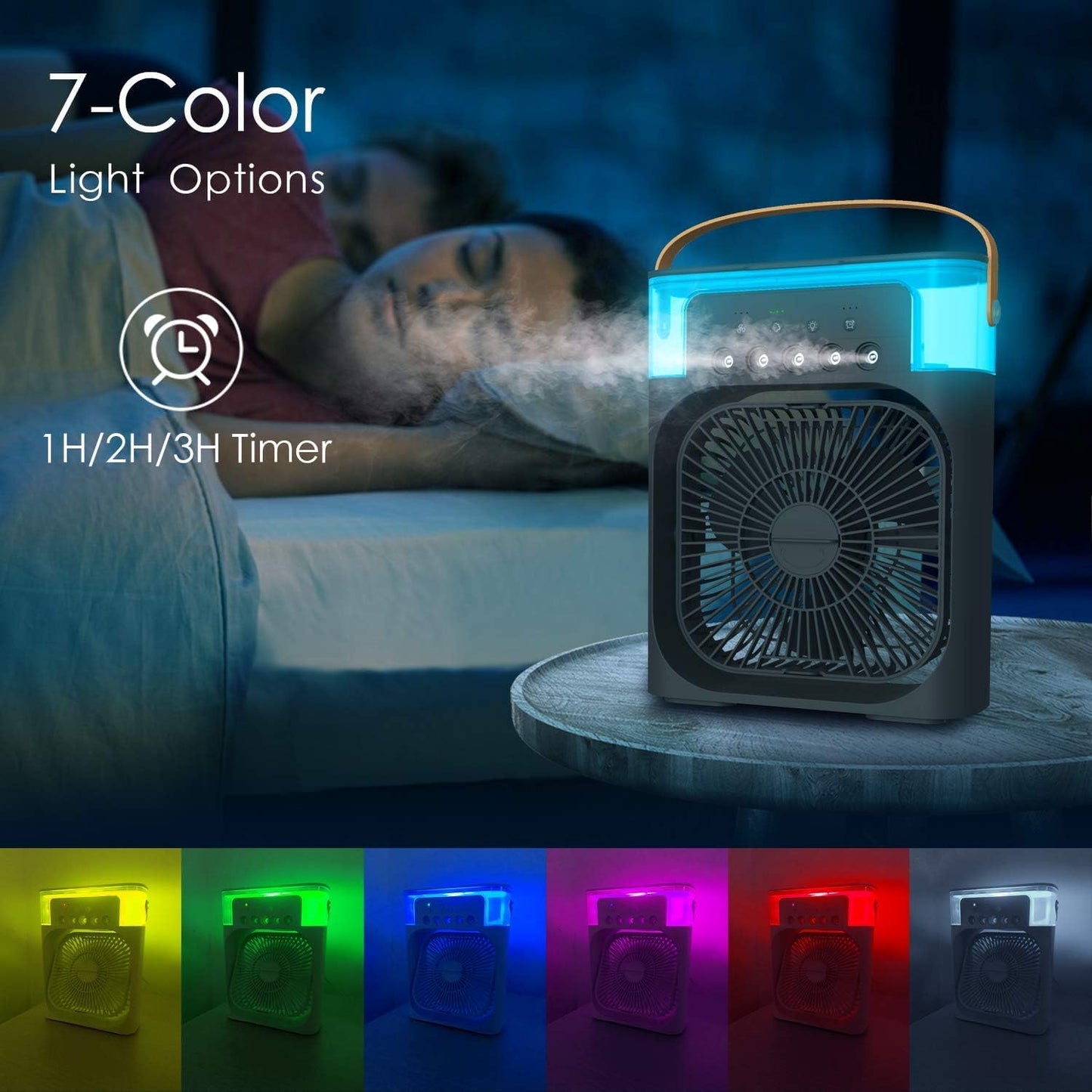 Portable Air Conditioner Fan, Humidifier, USB Electric Fan, Water Mist, 3 in 1 air Cooler, for Room Office Home